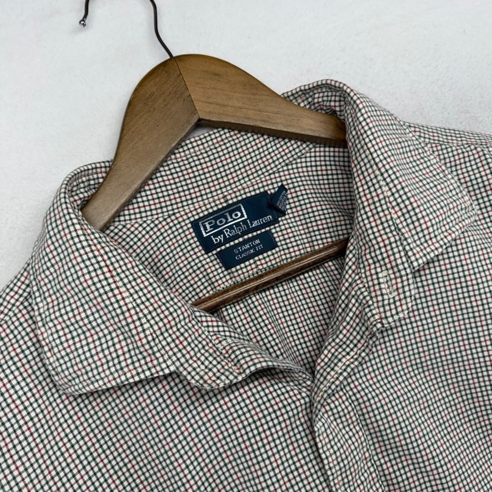 Vintage Polo Ralph Lauren Shirt Men's 3XLT White Stanton Houndstooth Festive 90s